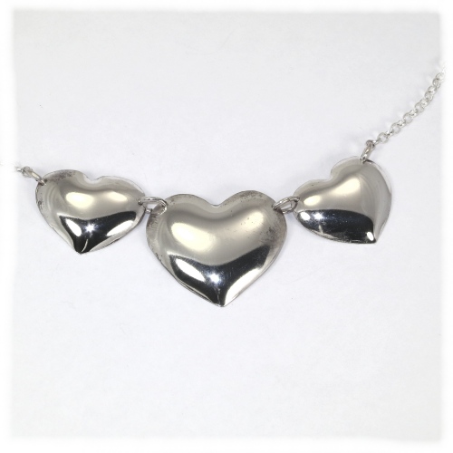 Three heart sterling silver pendant